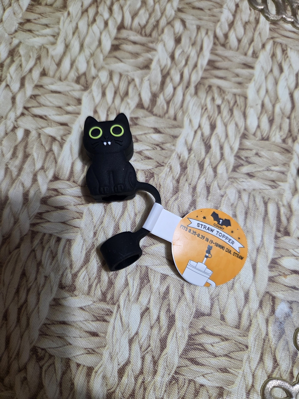 Black Cat Straw Topper for Pets Cat - Novelty Drink Cover